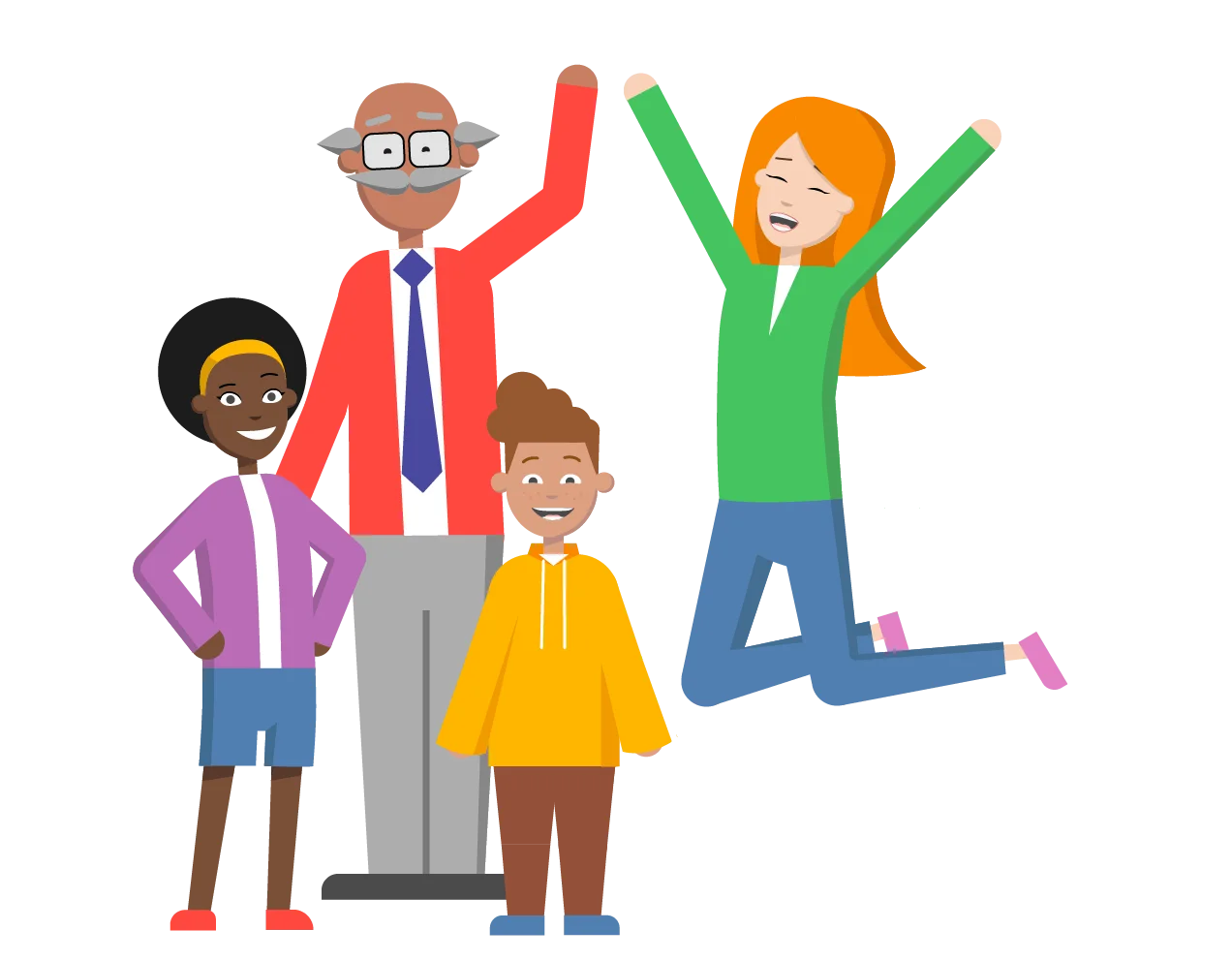 Teachers and students illustration