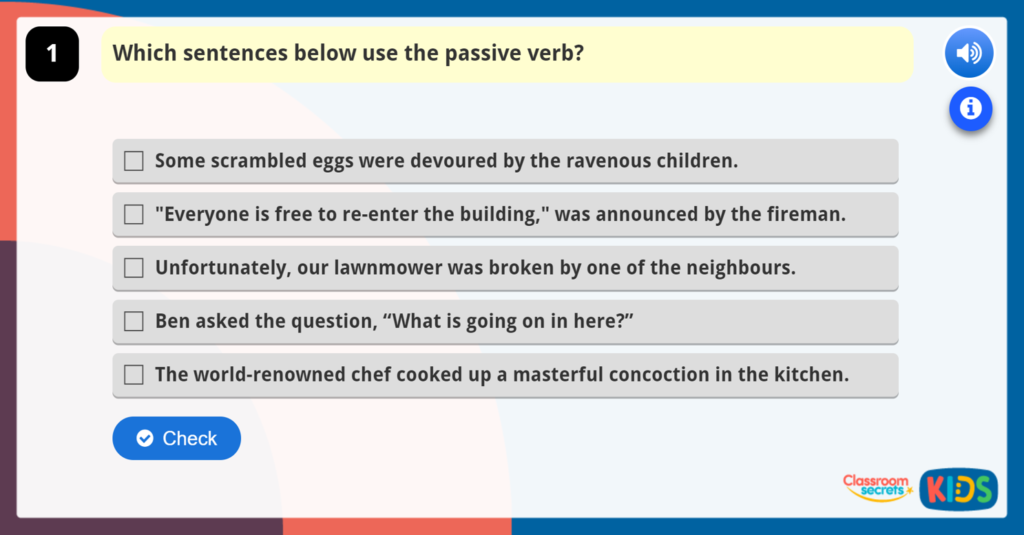 Year 6 Recognising and Using the Passive Verb