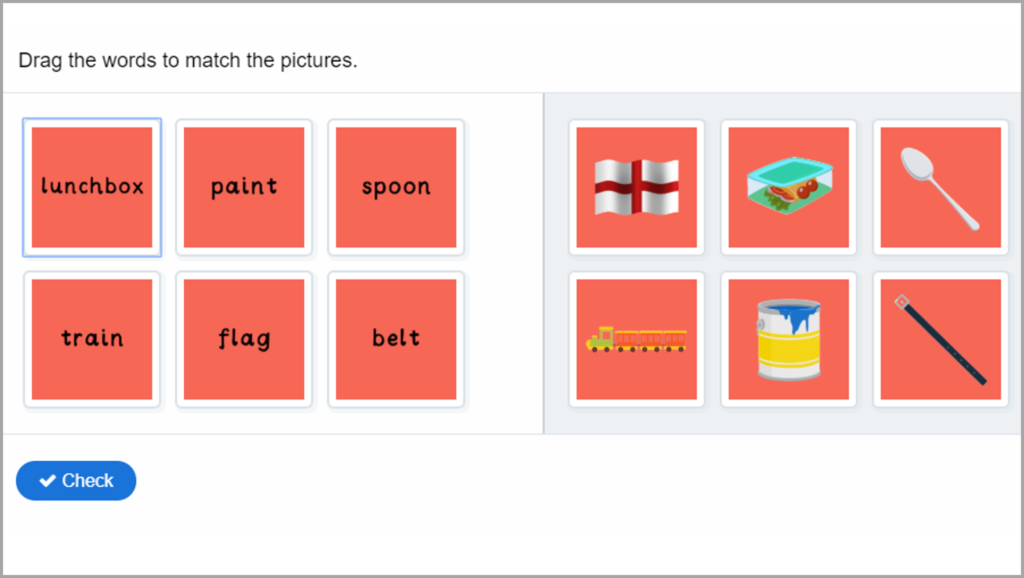 Phonics Match Words to Pictures Game 2