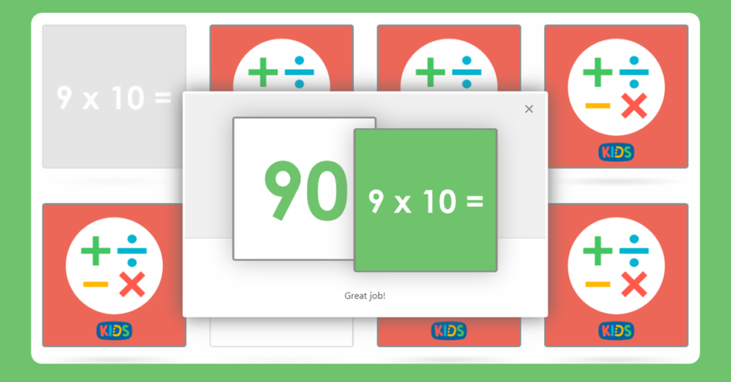 10 Times Table Memory Card Game