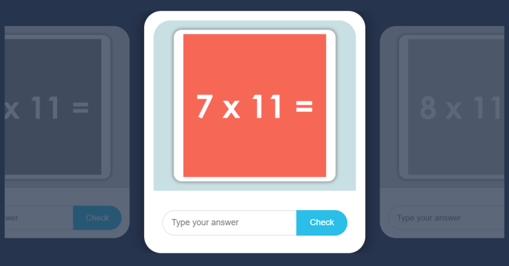 11 Times Table Game with Flash Cards