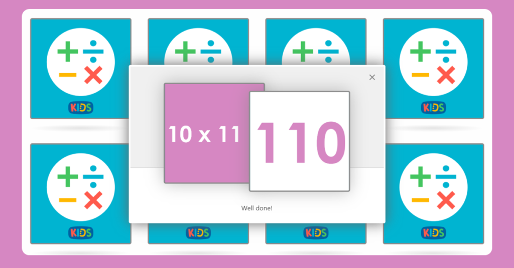 11 Times Table Memory Card Game