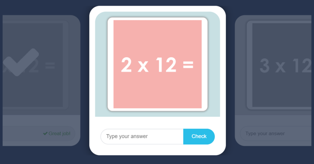 12 Times Table Game with Flash Cards