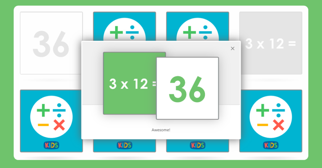 12 Times Table Memory Card Game