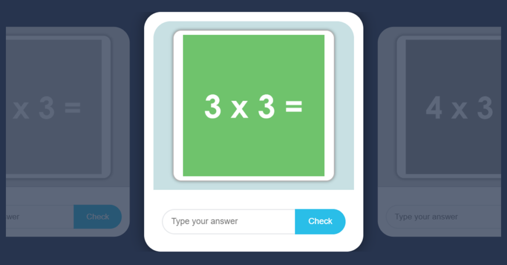 3 Times Table Game with Flash Cards
