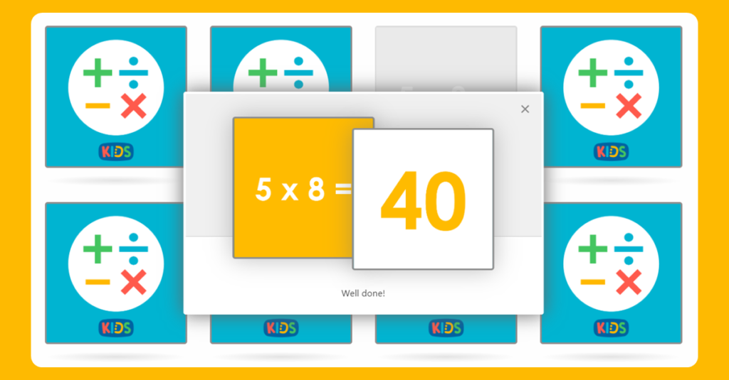 8 Times Table Memory Card Game