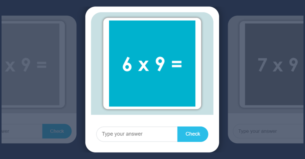 9 Times Table Game with Flash Cards