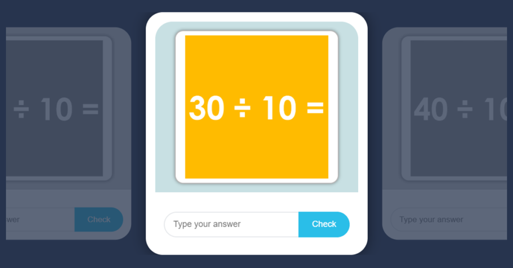 Divide by 10 Game with Flash Cards