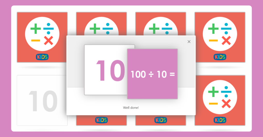 Divide by 10 Memory Card Game