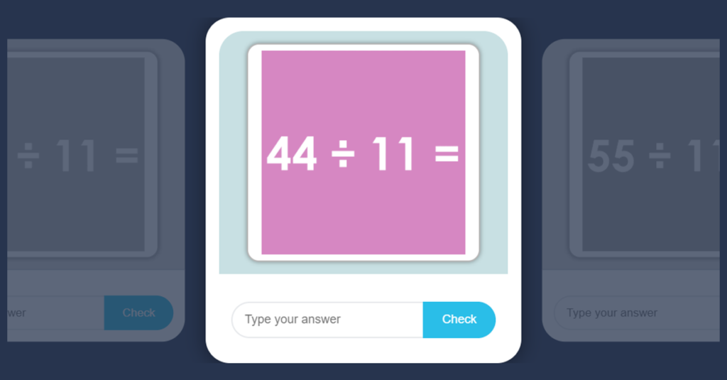 Divide by 11 Game with Flash Cards