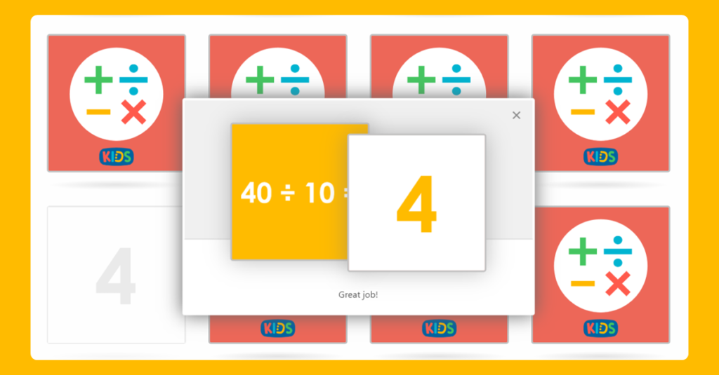 Year 2 Mixed Division Memory Card Game