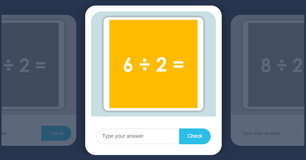 Divide by 2 Game with Flash Cards