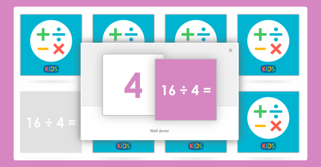 Divide by 4 Memory Card Game