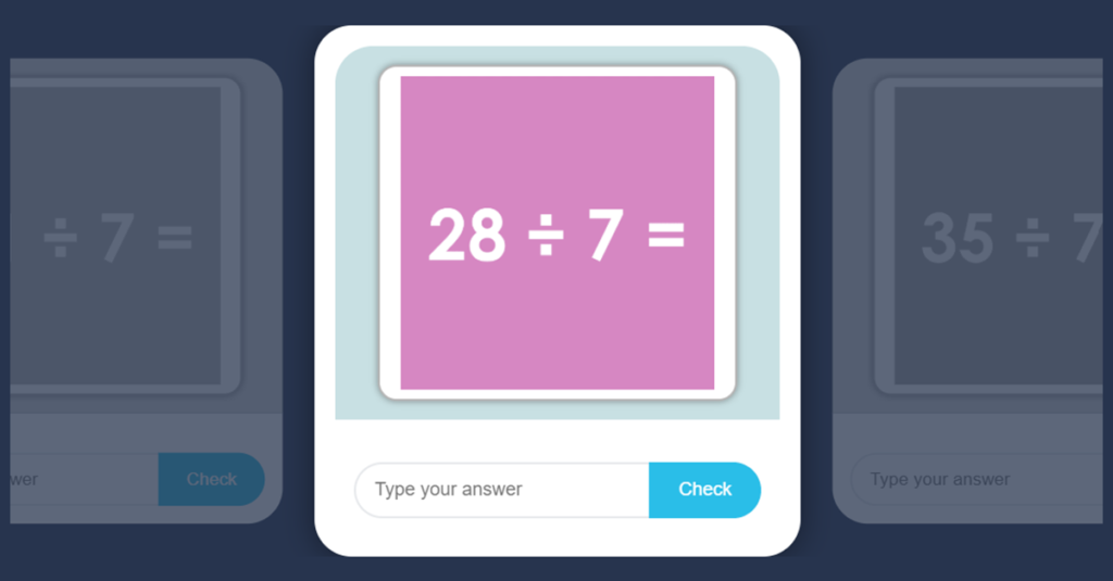 Divide by 7 Game with Flash Cards