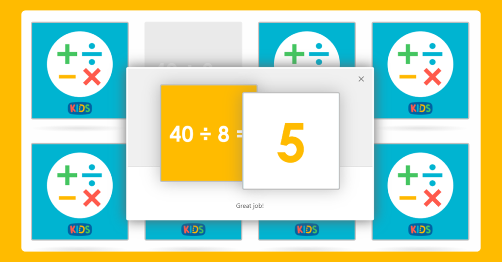 Divide by 8 Memory Card Game