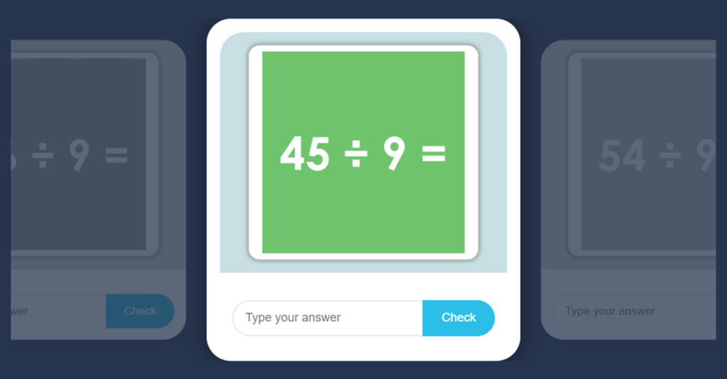 Divide by 9 Game with Flash Cards