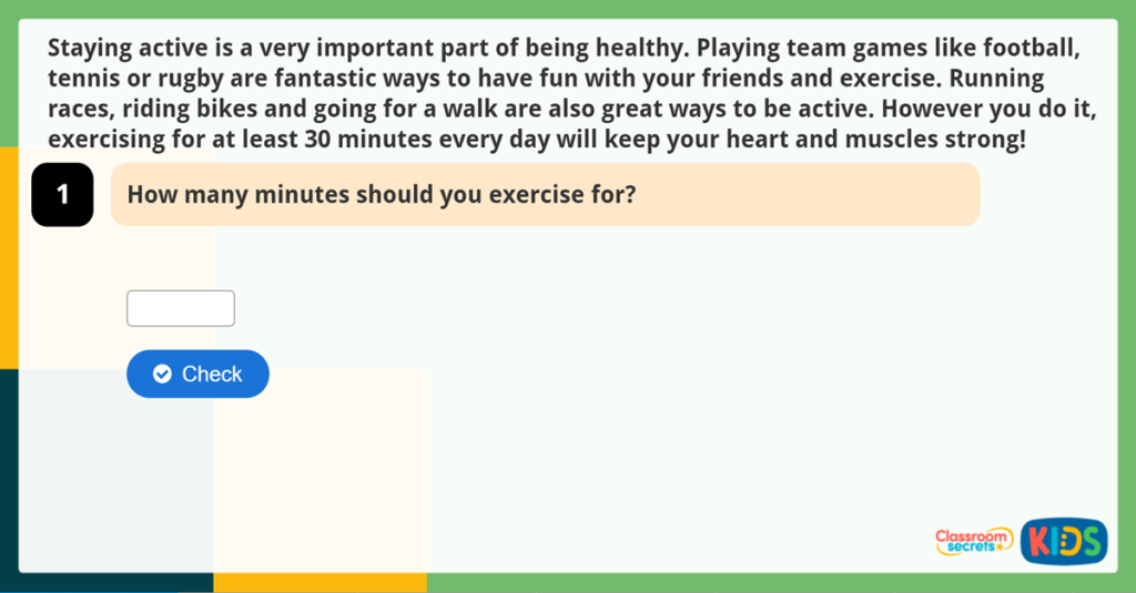 Year 2 Reading Comprehension Being Healthy Science Non Fiction