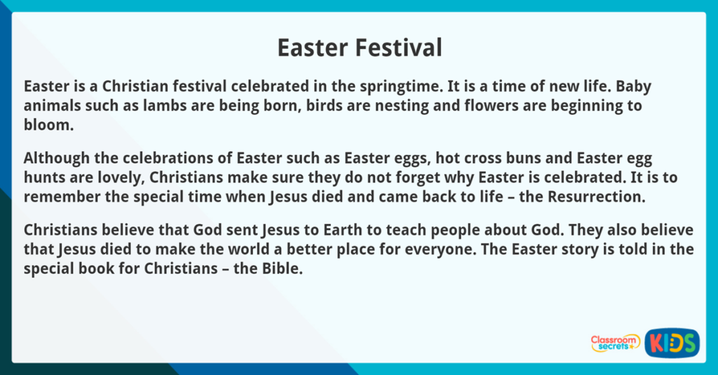 Year 3 Easter Reading Comprehension Easter Festival