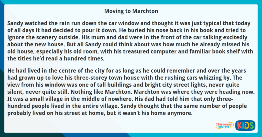 Year 3 Reading Comprehension Fiction Moving to Marchton