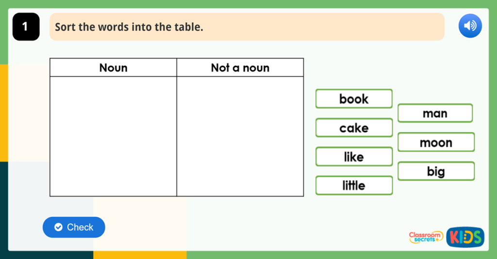 Year 1 Nouns Game Word Classes