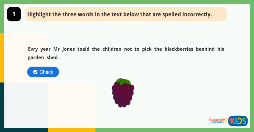 Year 2 Spelling Game 1