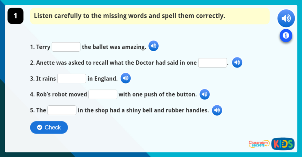 Year 3 and 4 Spelling Activity 1