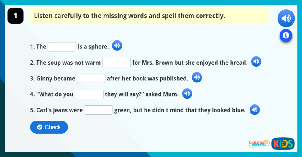 Year 3 and 4 Spelling Activity 2