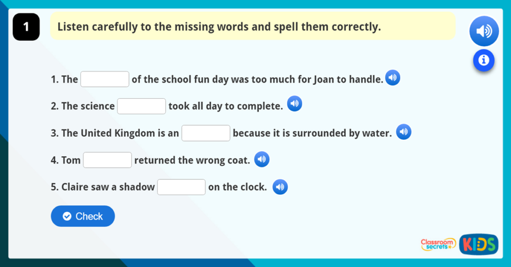 Online Spelling Games Year 4