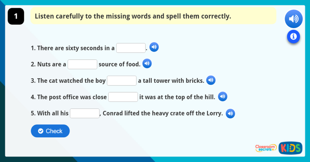 Spellings Games Year 3