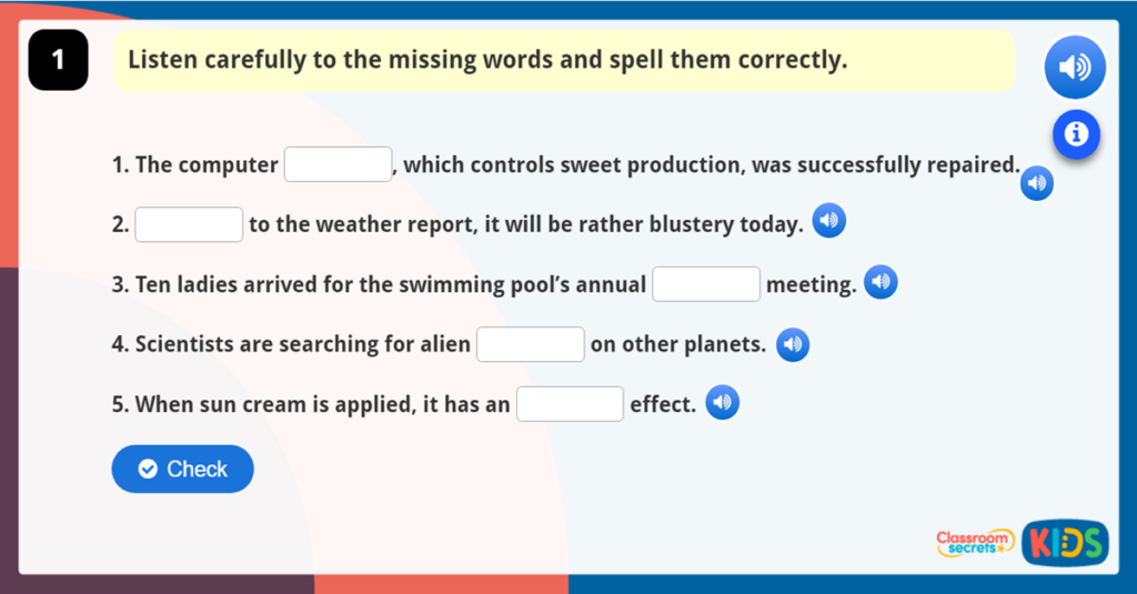 Year 5 and 6 Spelling Activity 10
