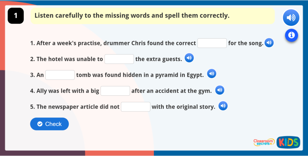 Year 5 and 6 Spelling Activity 3