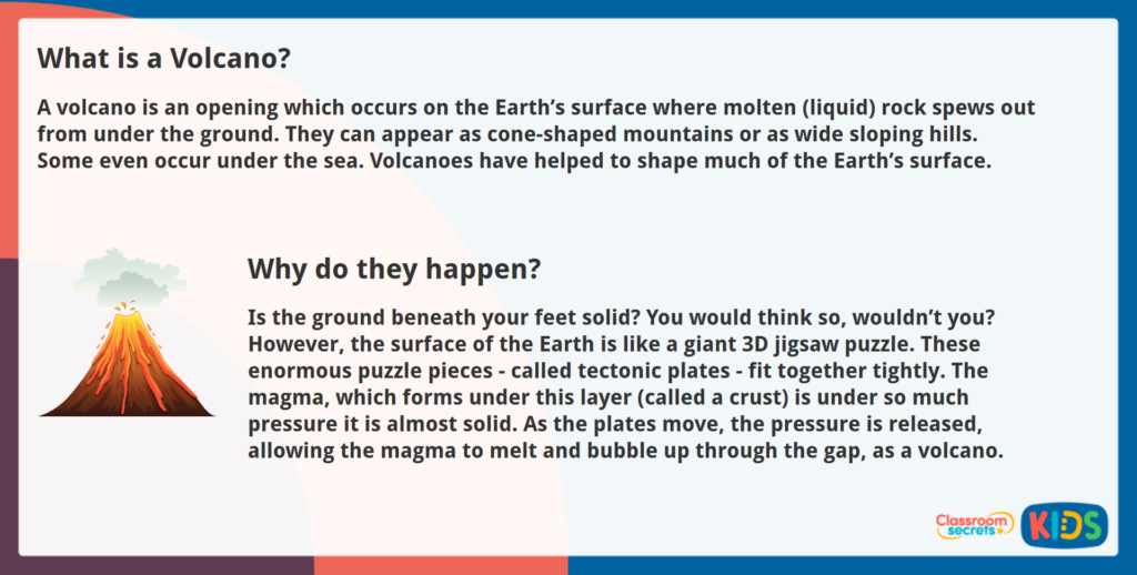 Year 5 Reading Comprehension Volcanoes Non Fiction