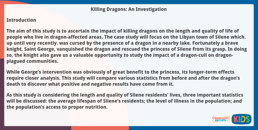 Year 6 Reading Comprehension Killing Dragons Investigation