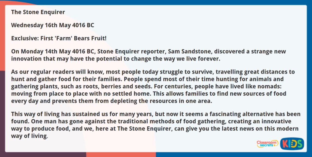 Year 6 Reading Comprehension The Stone Enquirer