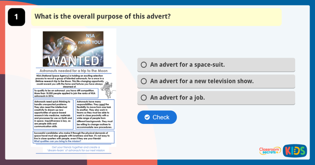 Year 5 Features of an Advert Activity