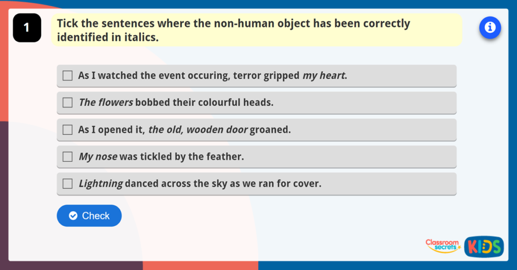 Year 5 and Year 6 Personification Activity