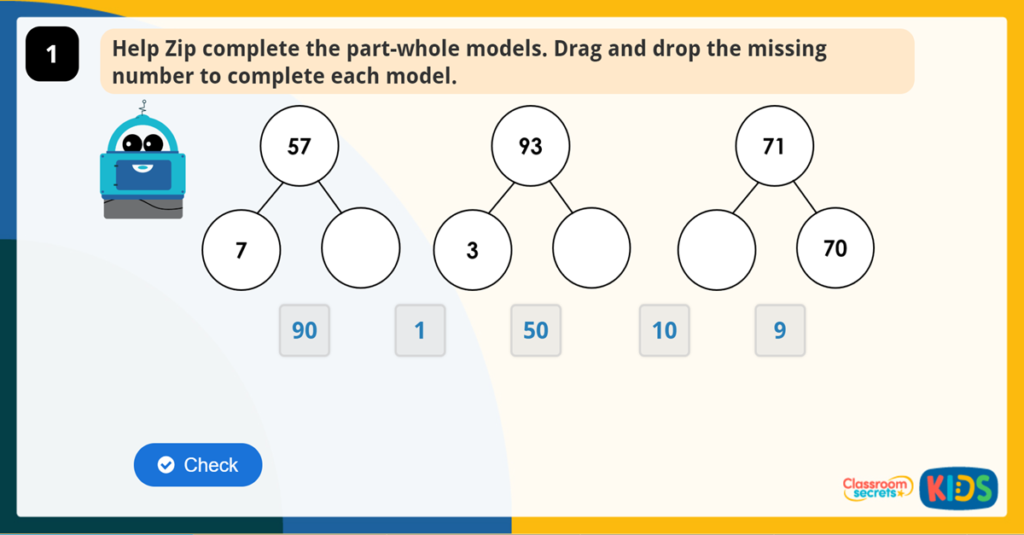 Tens and Ones with a Part Whole Model Game