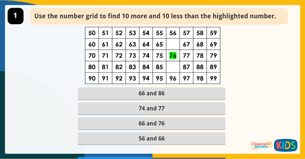 10 More and 10 Less Game