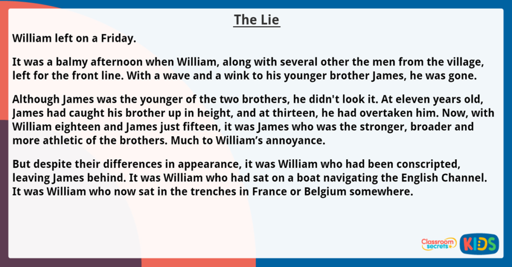 Year 6 Reading Comprehension The Lie