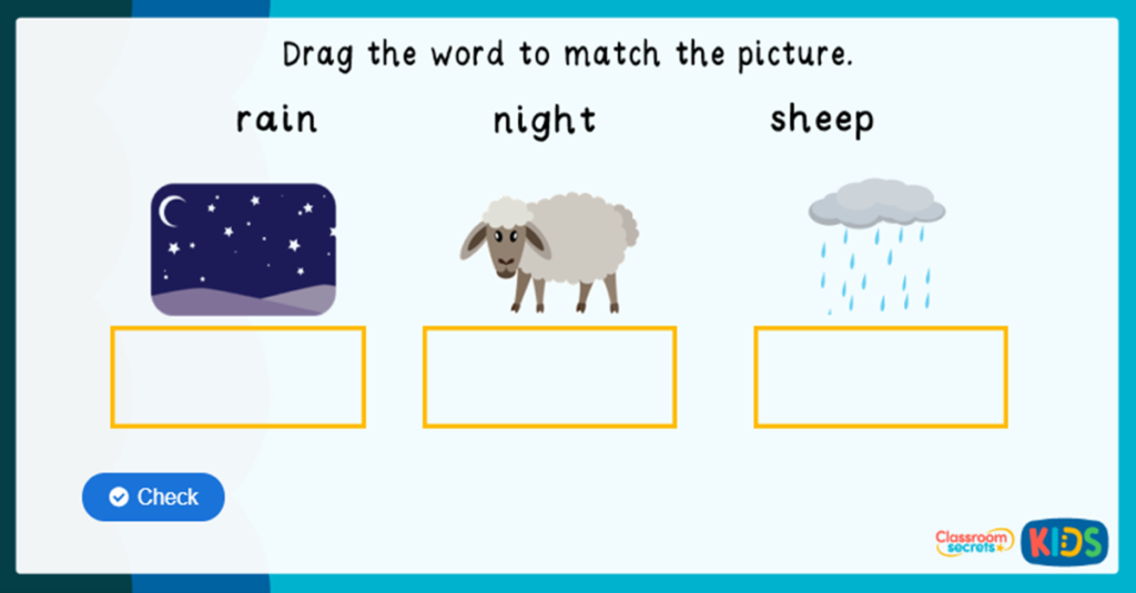 Phonics Word Match ai ee igh oa Game Phase 3