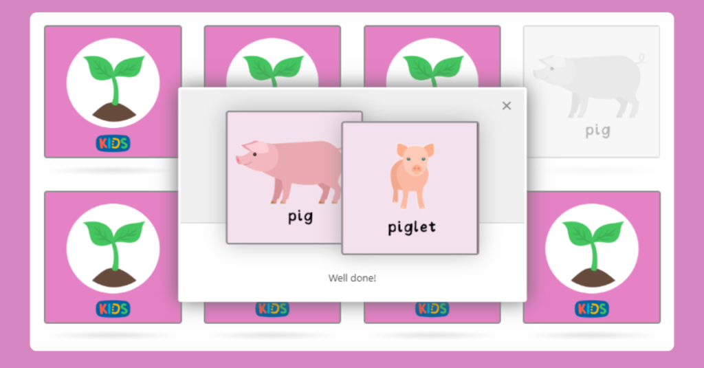 Reception Matching Animals Game