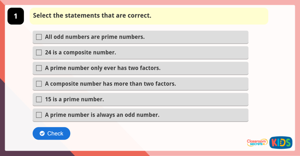Year 5 Prime Numbers Game