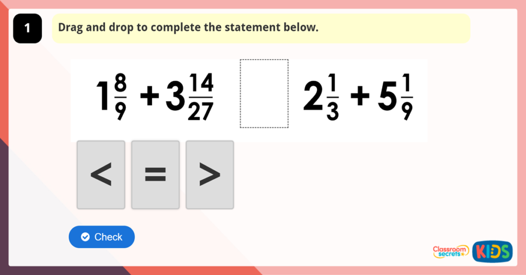 Year 6 Adding Fractions Game
