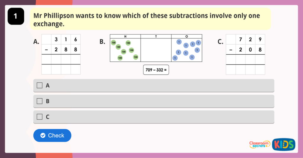 Year 3 Subtract 3 Digits from 3 Digits