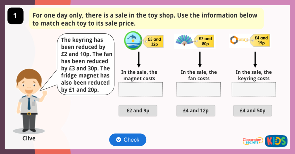 Subtracting Money Game