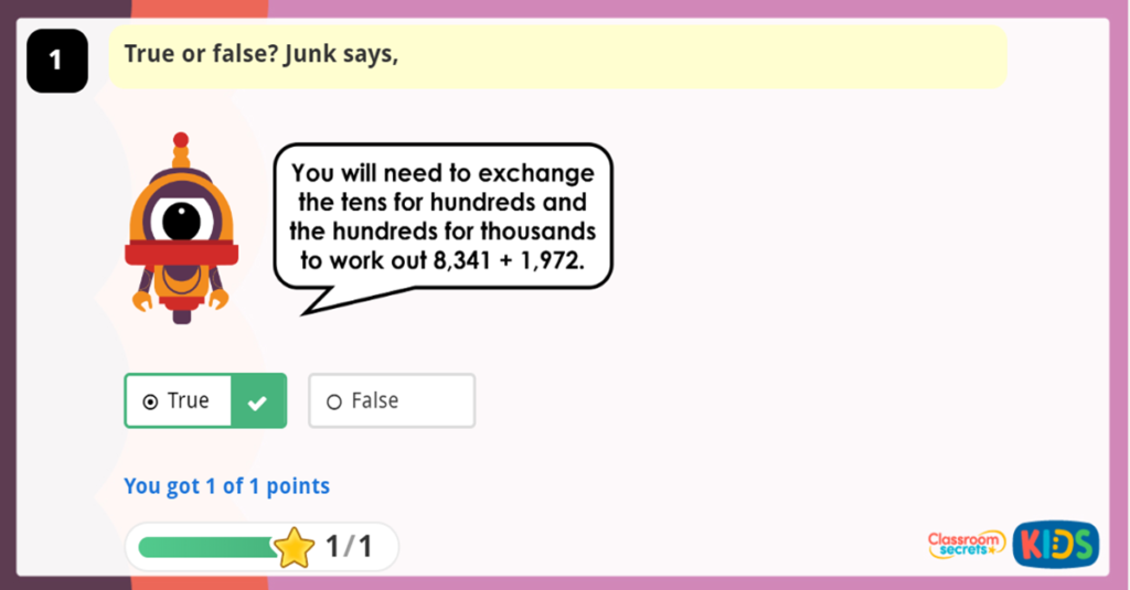 Year 4 Add 2 4-Digit Numbers Game