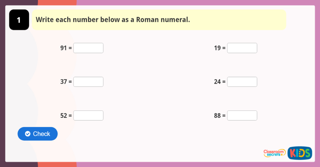 Roman Numerals Game