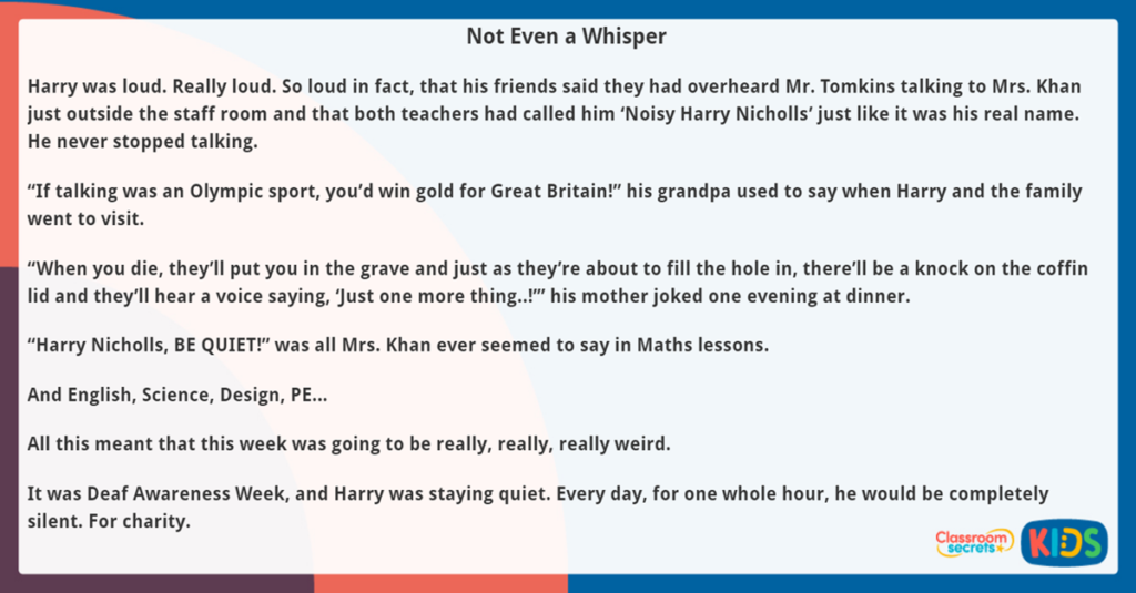 Year 5 Reading Comprehension Not Even a Whisper