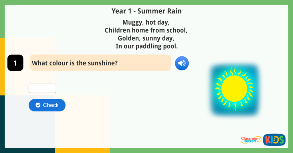 Year 1 Poetry Reading Comprehension