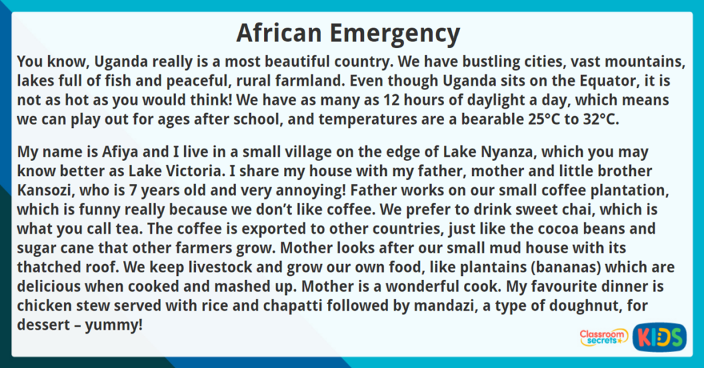 Year 4 Reading Comprehension African Emergency